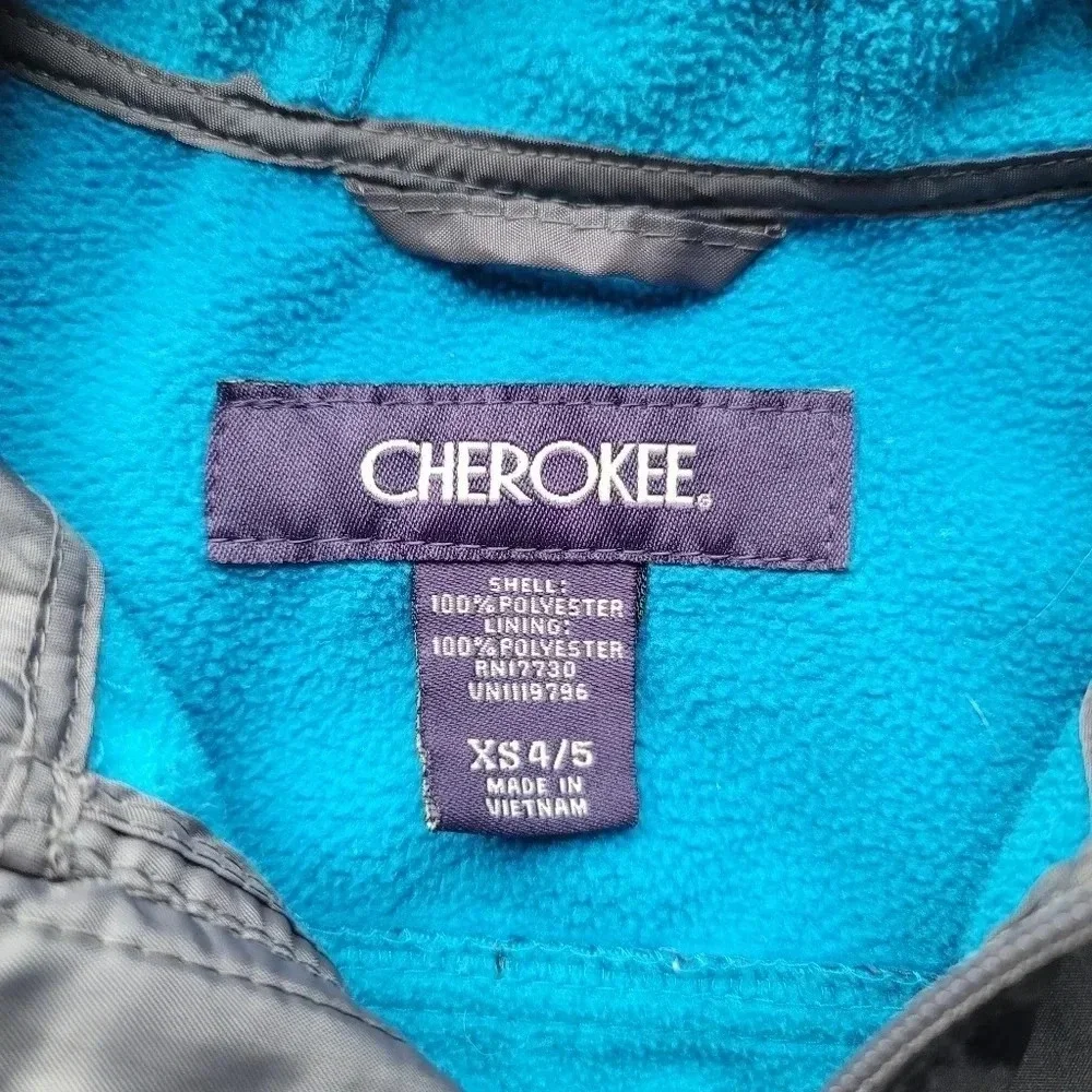 Cherokee Kids Boys Jacket Coat XS 4-5 Blue Fleece Lined Black Gray Full Zip